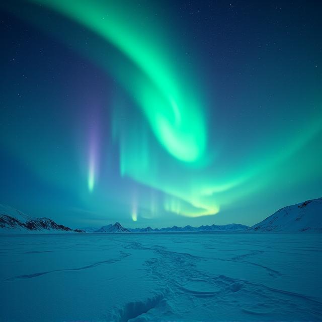 Stock photo paesaggio tundra con aurora